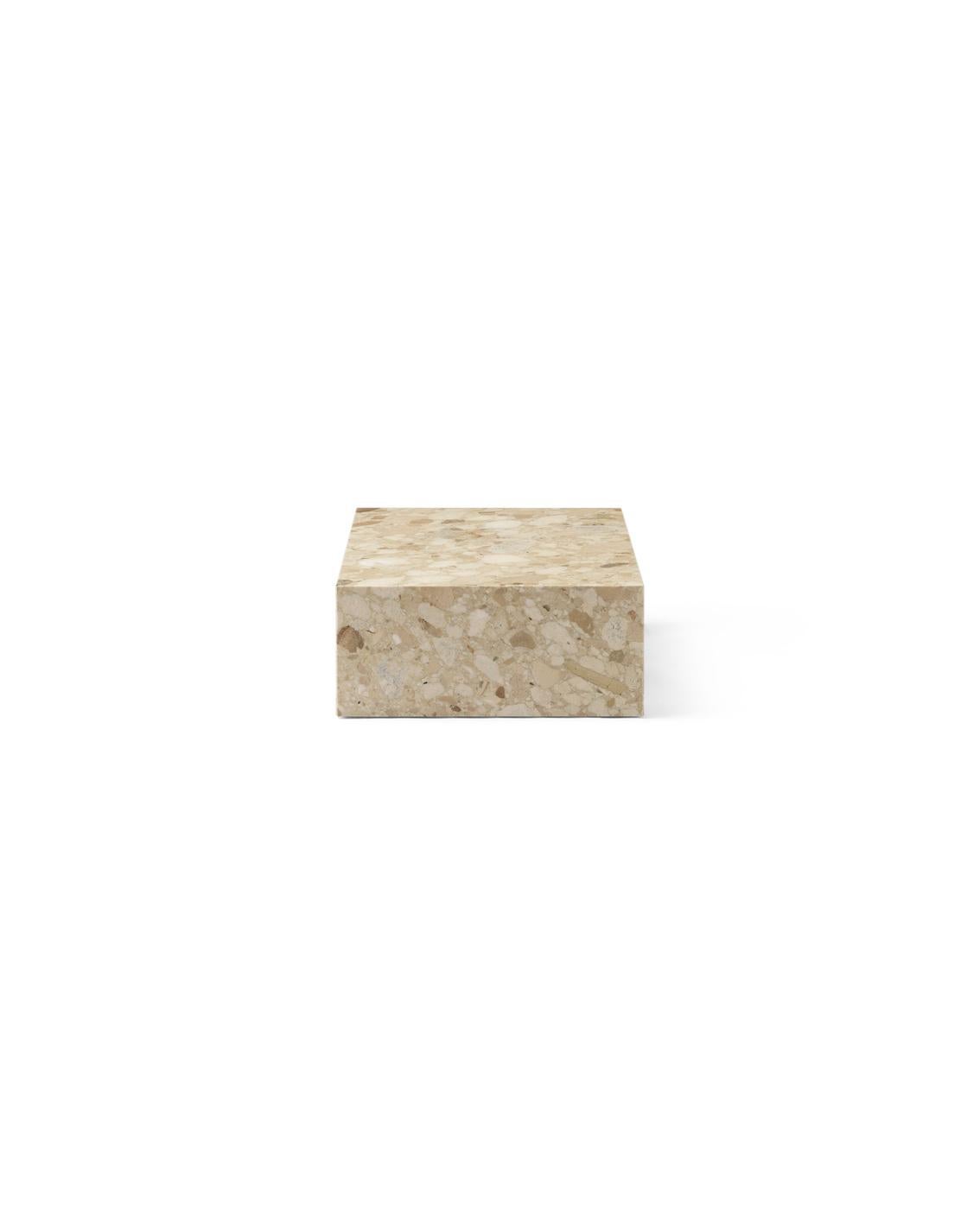 Plinth Low Lounge Table in Sand Kunis Breccia Stone by Norm Architects for Audo In New Condition For Sale In Dubai, AE
