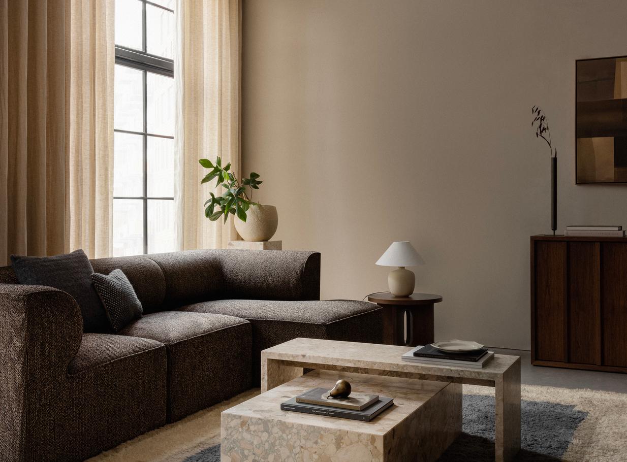 Plinth Low Lounge Table in Sand Kunis Breccia Stone by Norm Architects for Audo For Sale 2