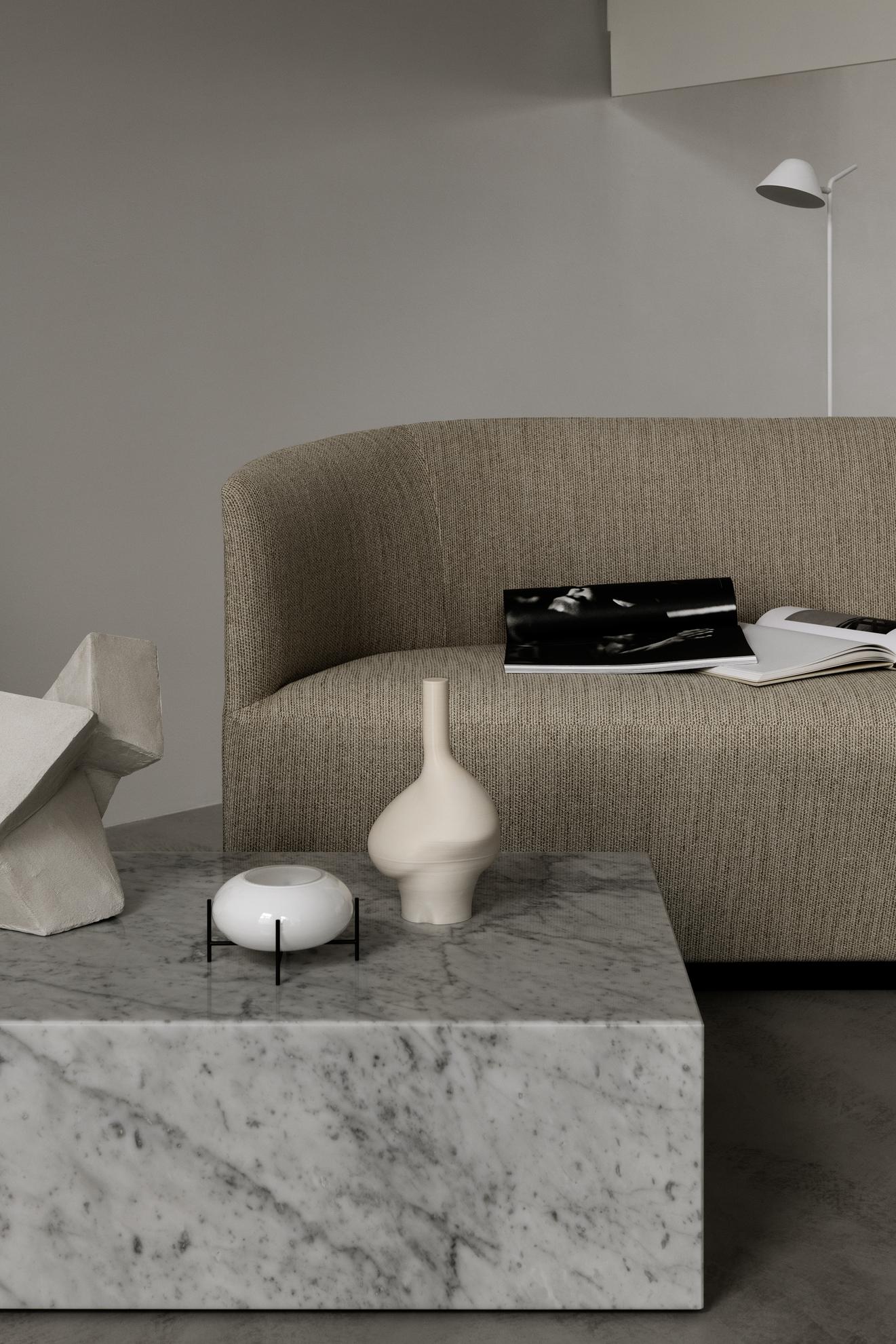 Plinth Low Lounge Table in White, Carrara Marble, by Norm Architects for Audo For Sale 9
