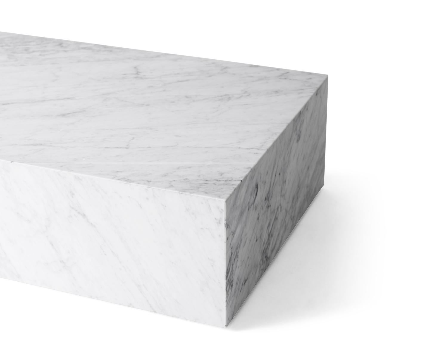 Minimalist Plinth Low Lounge Table in White, Carrara Marble, by Norm Architects for Audo For Sale