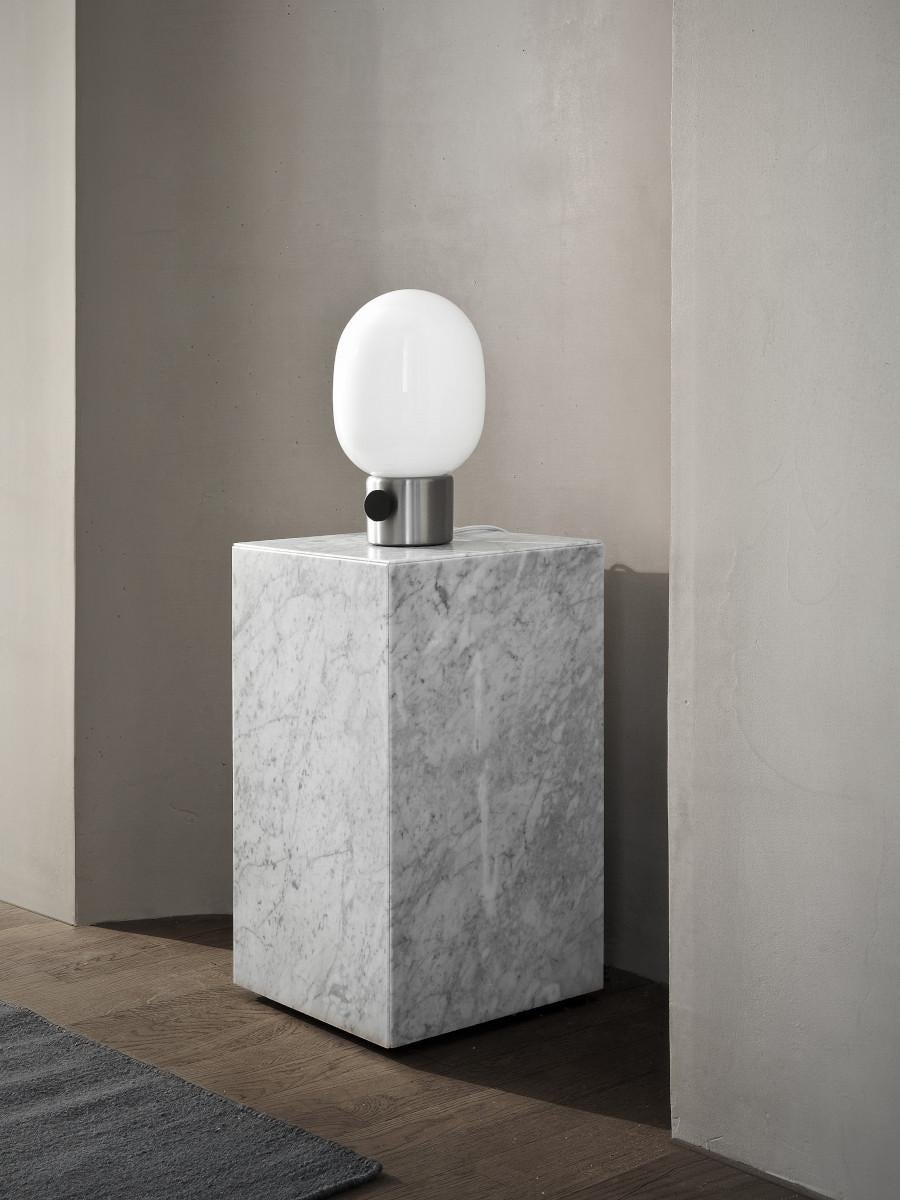 Scandinavian Modern Plinth, Tall, White Marble For Sale