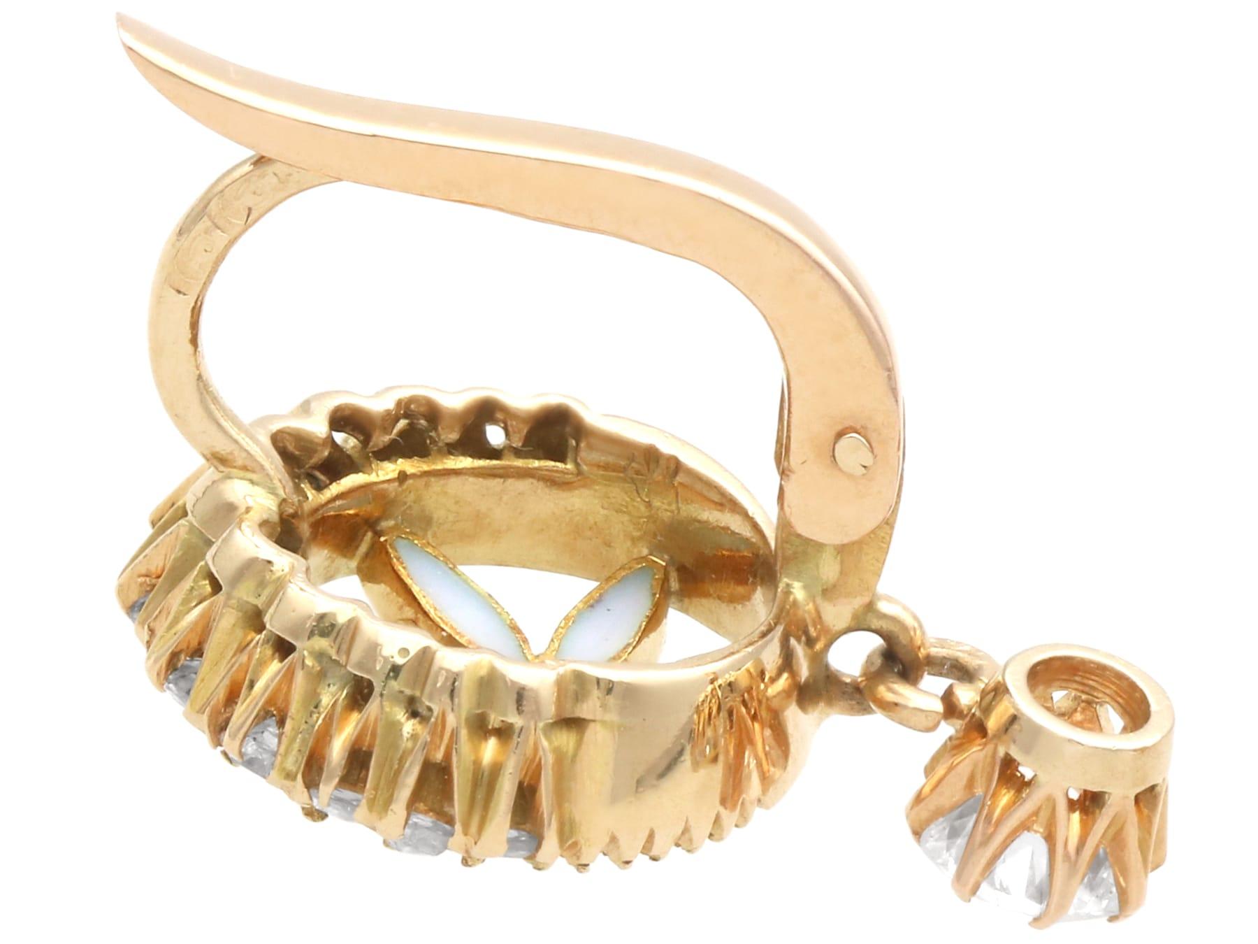 Set di orecchini e anelli in oro giallo 18k con diamante da 3,68 carati e Plique-a-Jour in vendita 5