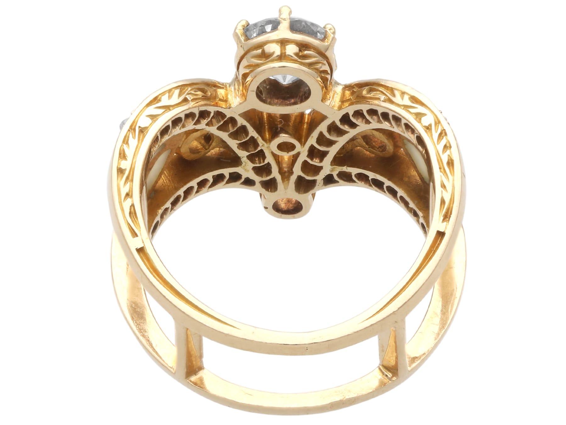 Set di orecchini e anelli in oro giallo 18k con diamante da 3,68 carati e Plique-a-Jour in vendita 2