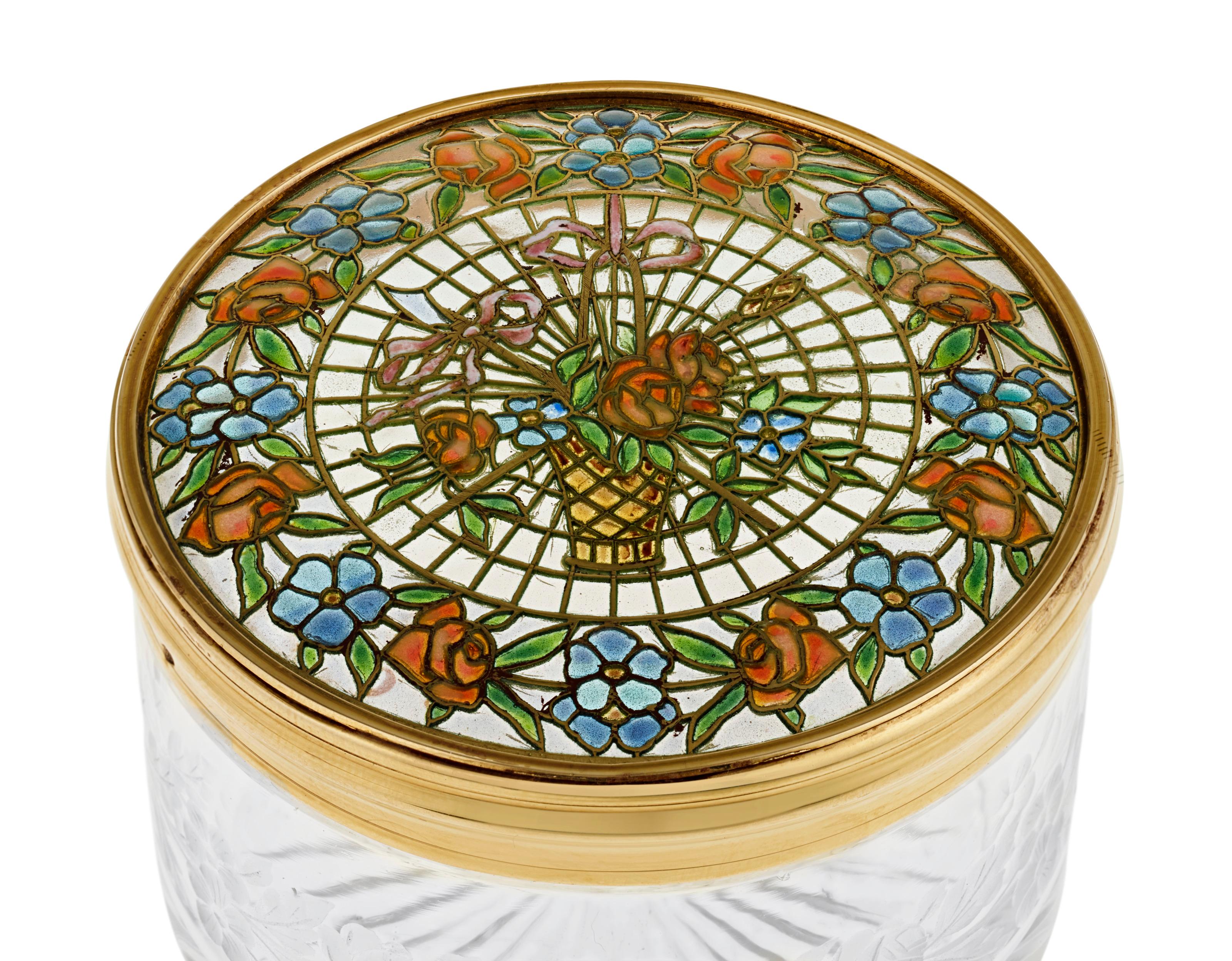 Art Nouveau Plique-À-Jour Enamel And Glass Box For Sale