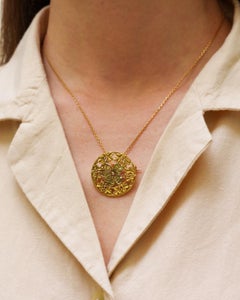 Plique-à-jour enamel clover brooch in 18 karat gold, Art nouveau