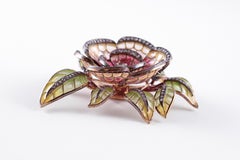 Plique-À-Jour Enamel Diamond En Tremblant Brooch/Pendant