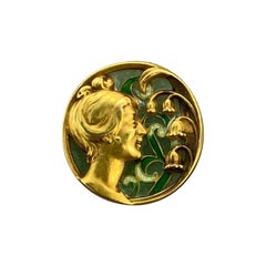 Antique Plique-à-Jour Enamel Gold Brooch Pendant