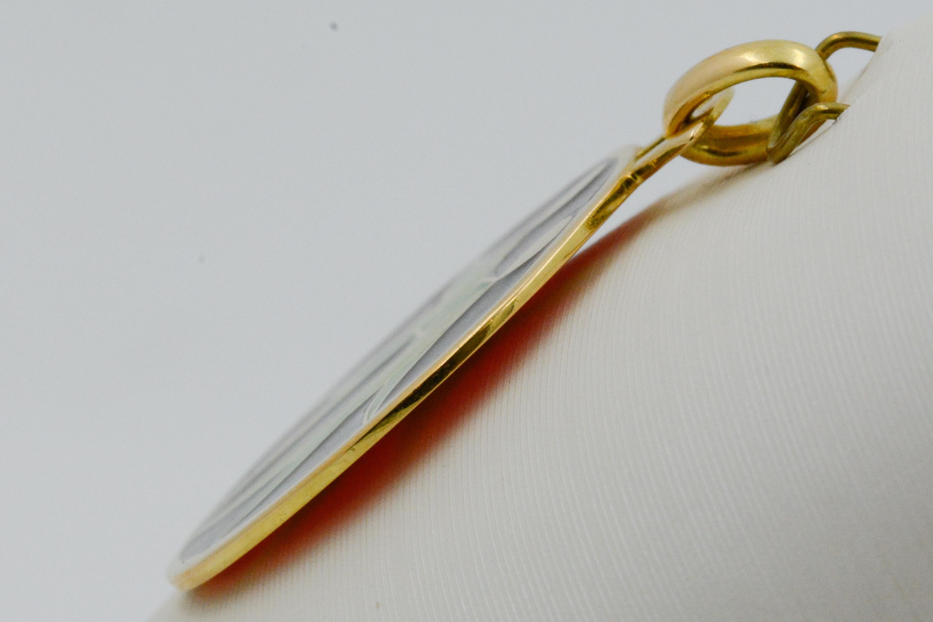 Plique a Jour Gemini 18 Karat Yellow Gold Enameled Glass Pendant 1