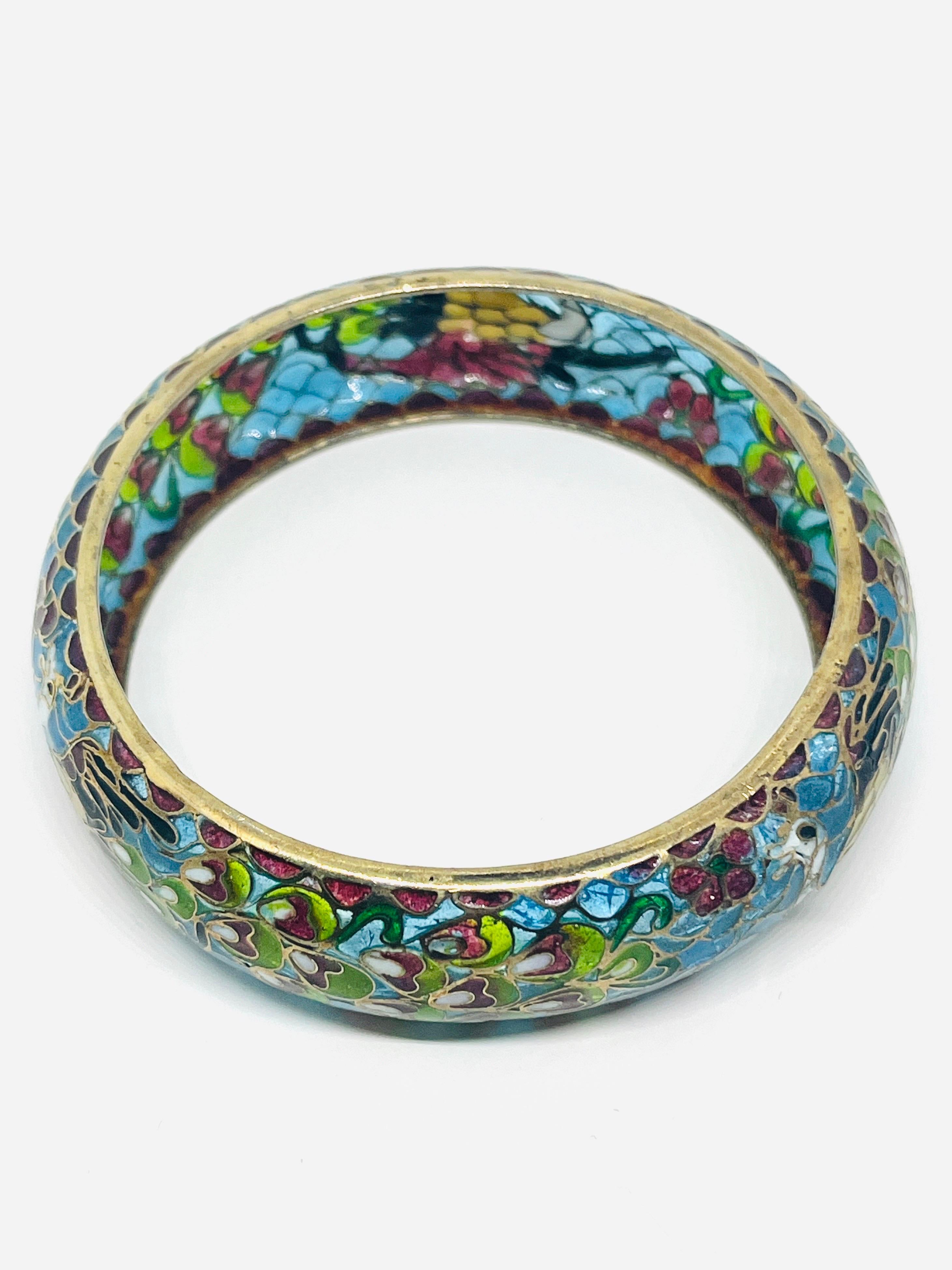 Bracciale Plique à Jour con pavone, cinese, bracciale con smalto traslucido In condizioni discrete in vendita a Lynnwood, WA