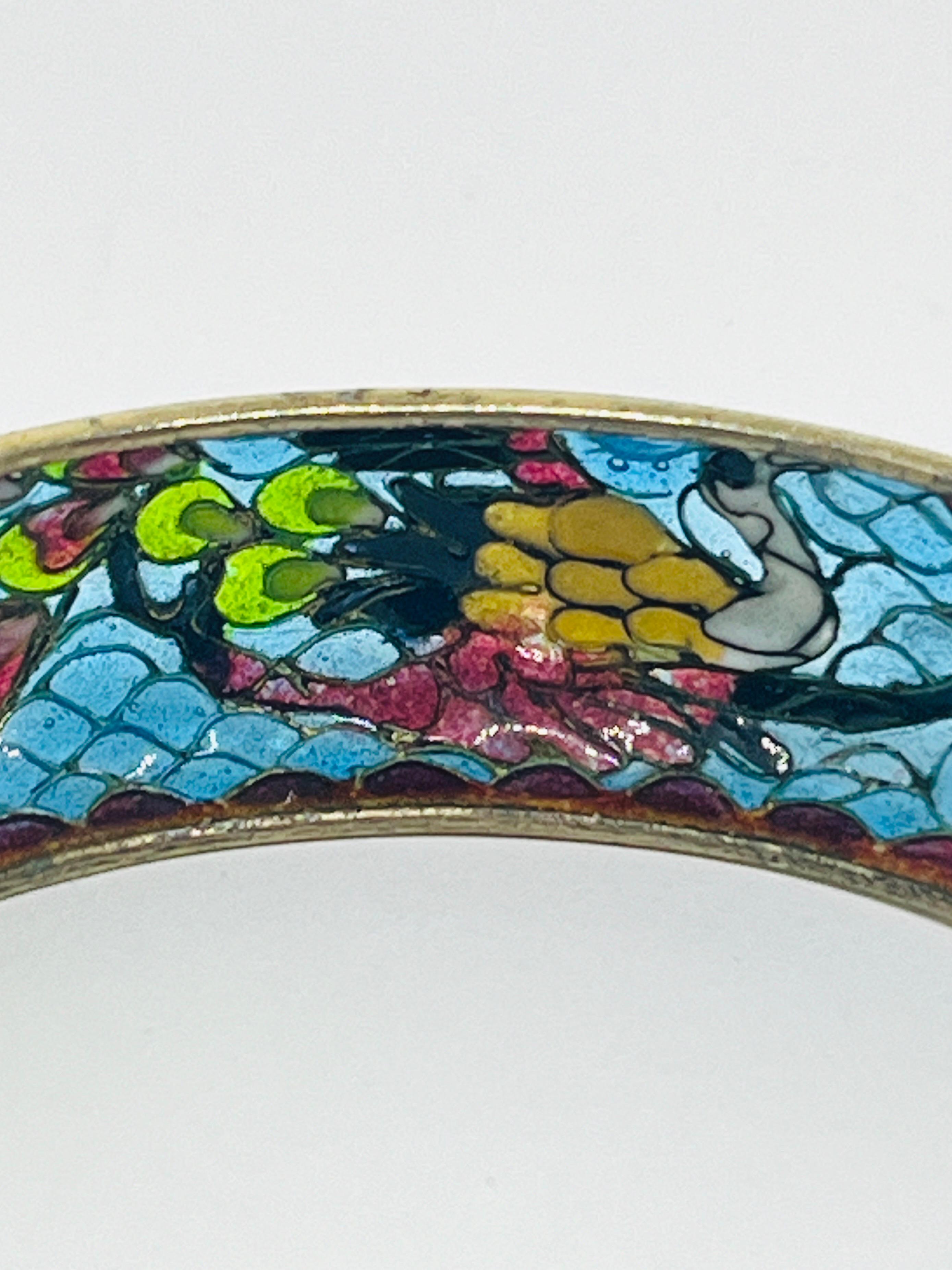 Bracciale Plique à Jour con pavone, cinese, bracciale con smalto traslucido in vendita 2
