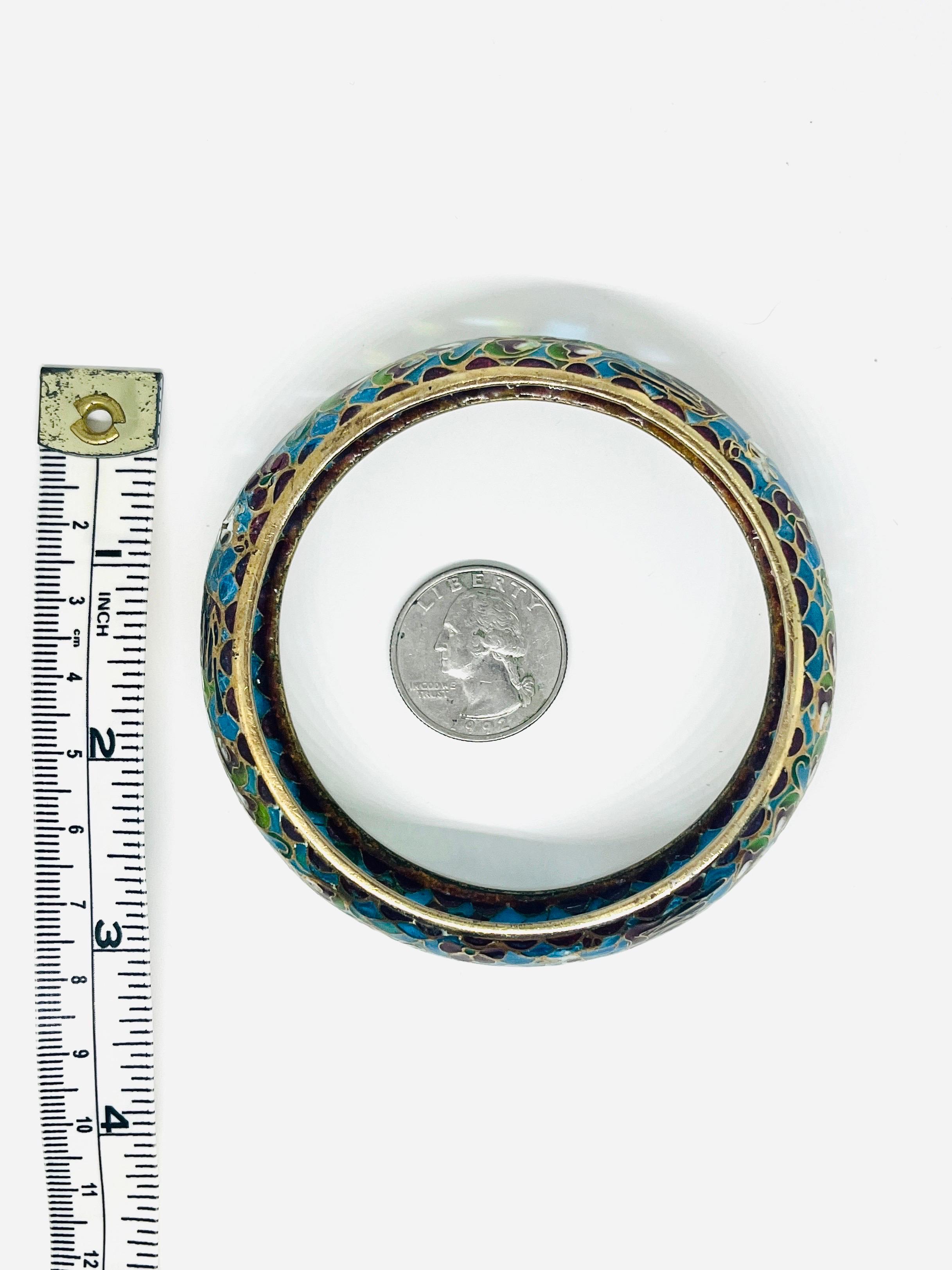 Bracciale Plique à Jour con pavone, cinese, bracciale con smalto traslucido in vendita 3