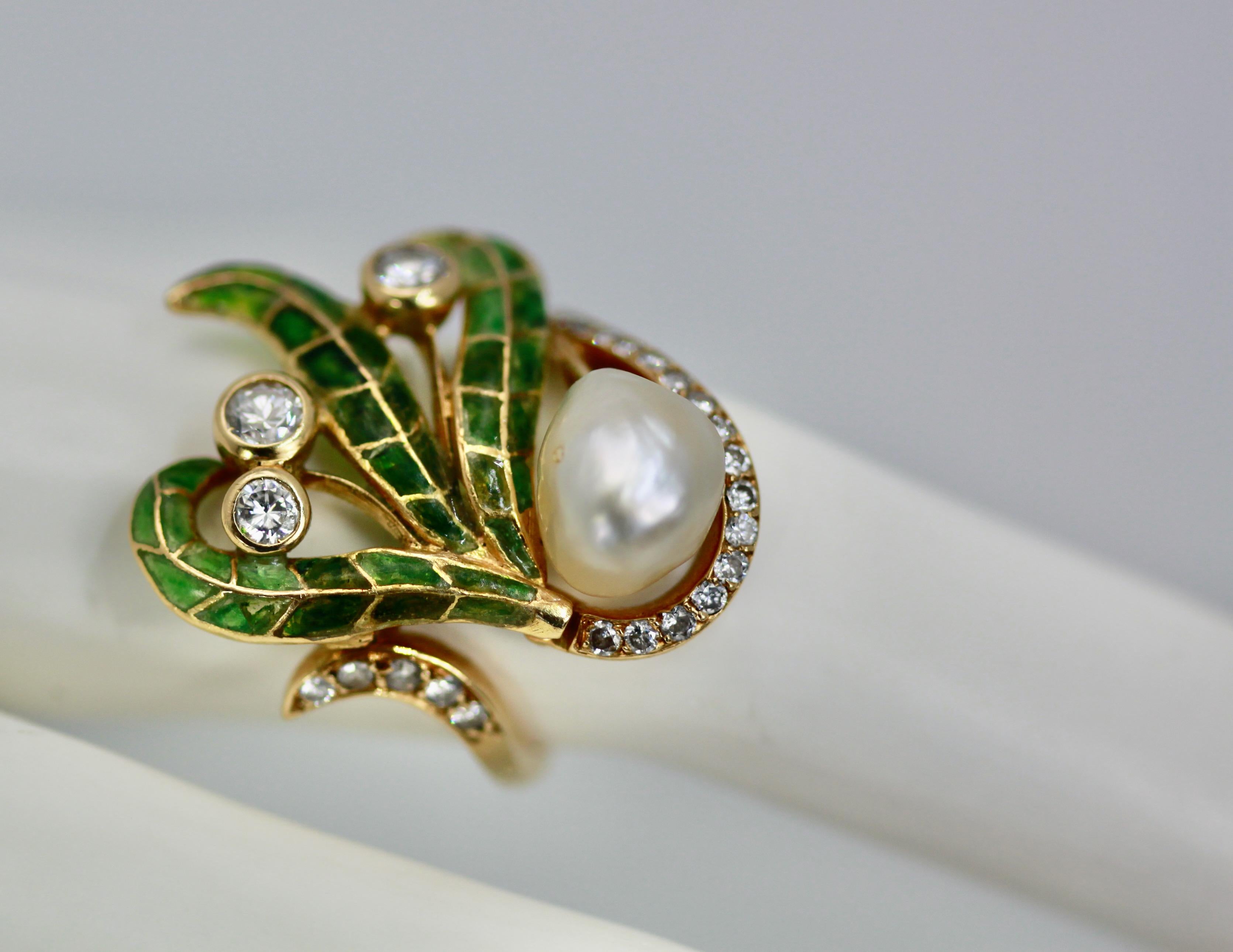 Plique a Jour Perlenring 14K 7