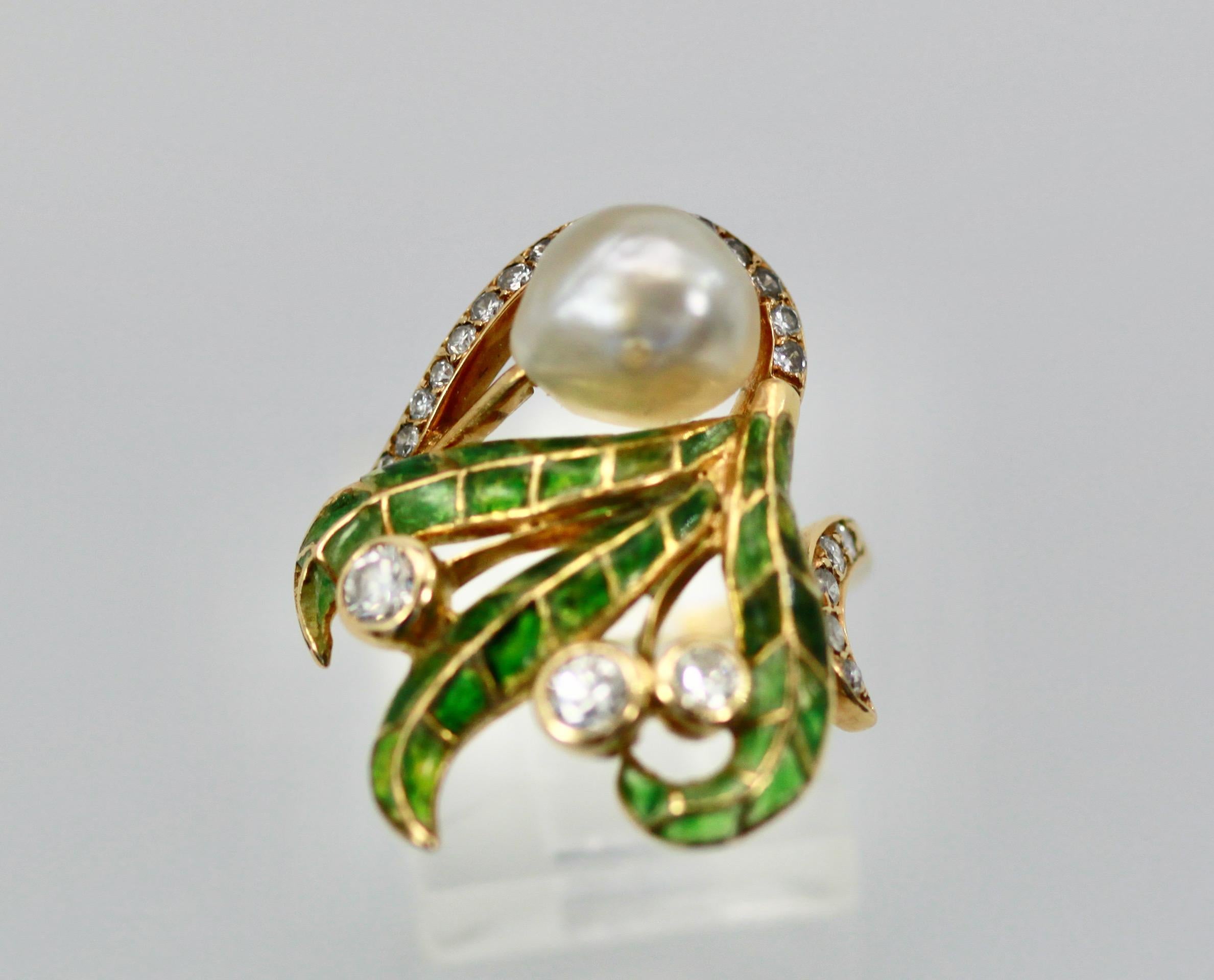 Plique a Jour Perlenring 14K (Ästhetizismus)