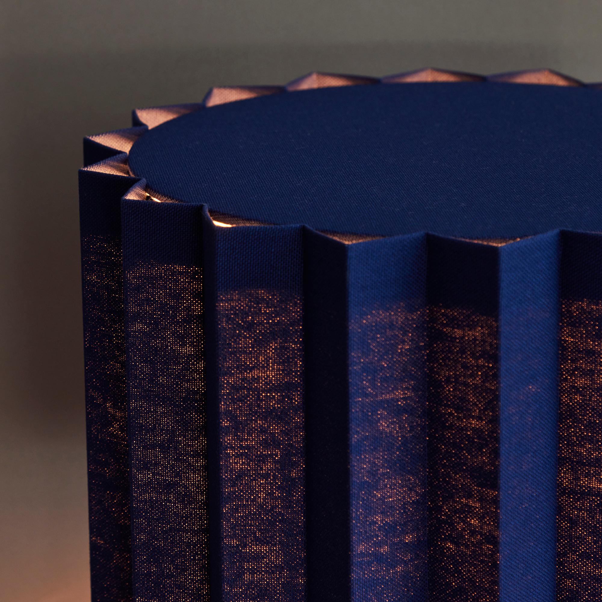Swedish 'Plissé Blue Edition' Pleated Textile Table Lamp by Folkform for Örsjö For Sale
