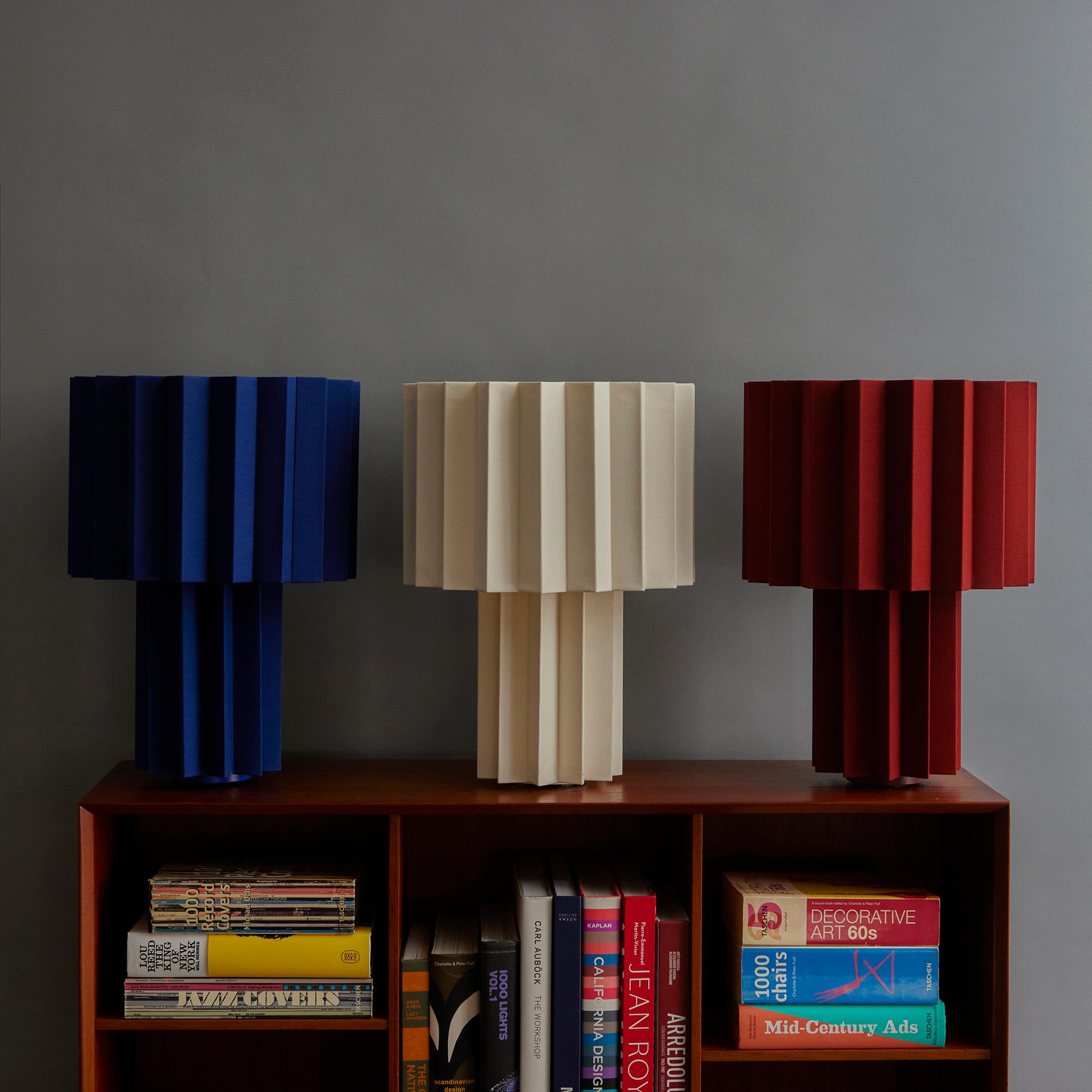 'Plissé Blue Edition' Pleated Textile Table Lamp by Folkform for Örsjö For Sale 2