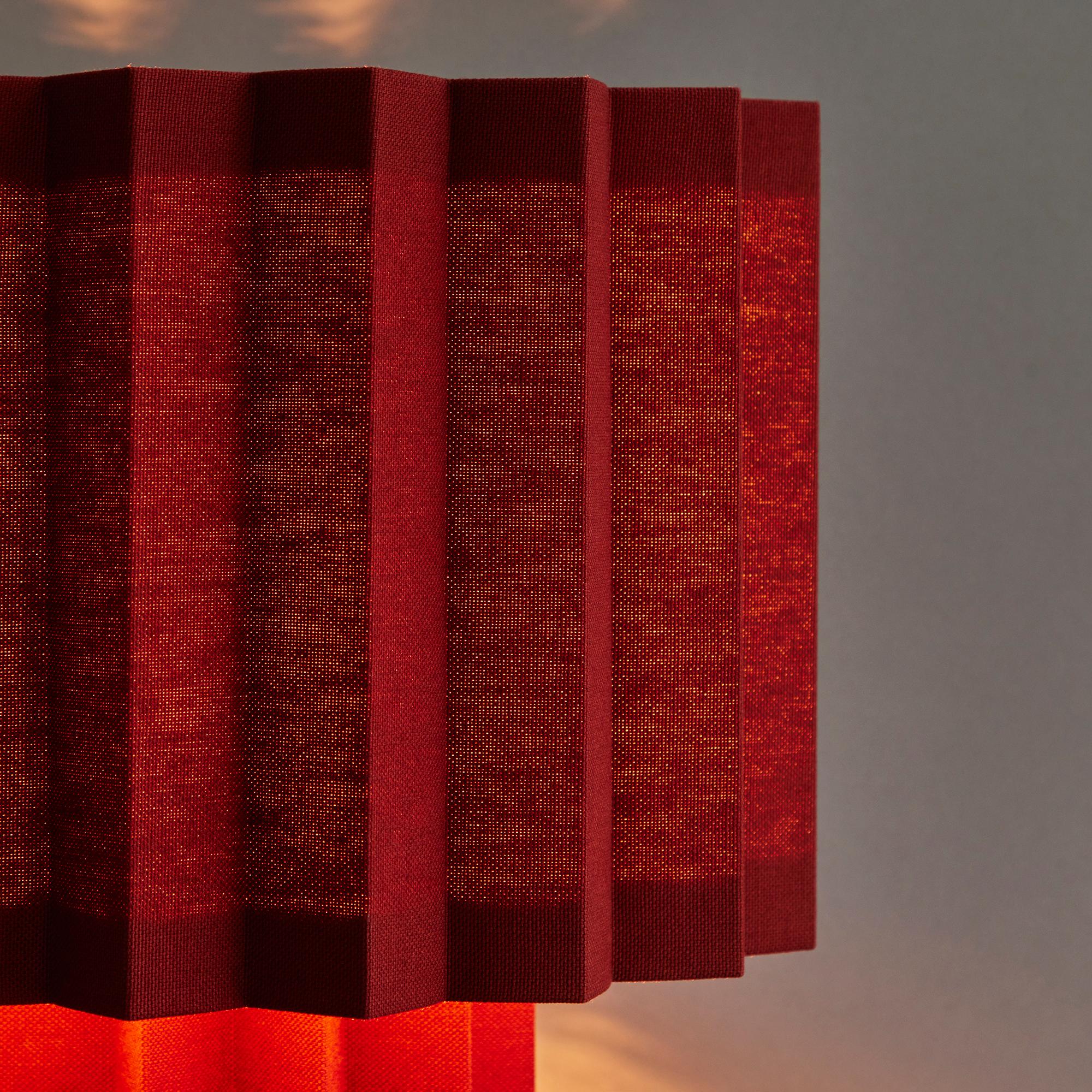 Mid-Century Modern 'Plissé Burgundy Edition' Pleated Textile Table Lamp by Folkform for Örsjö For Sale