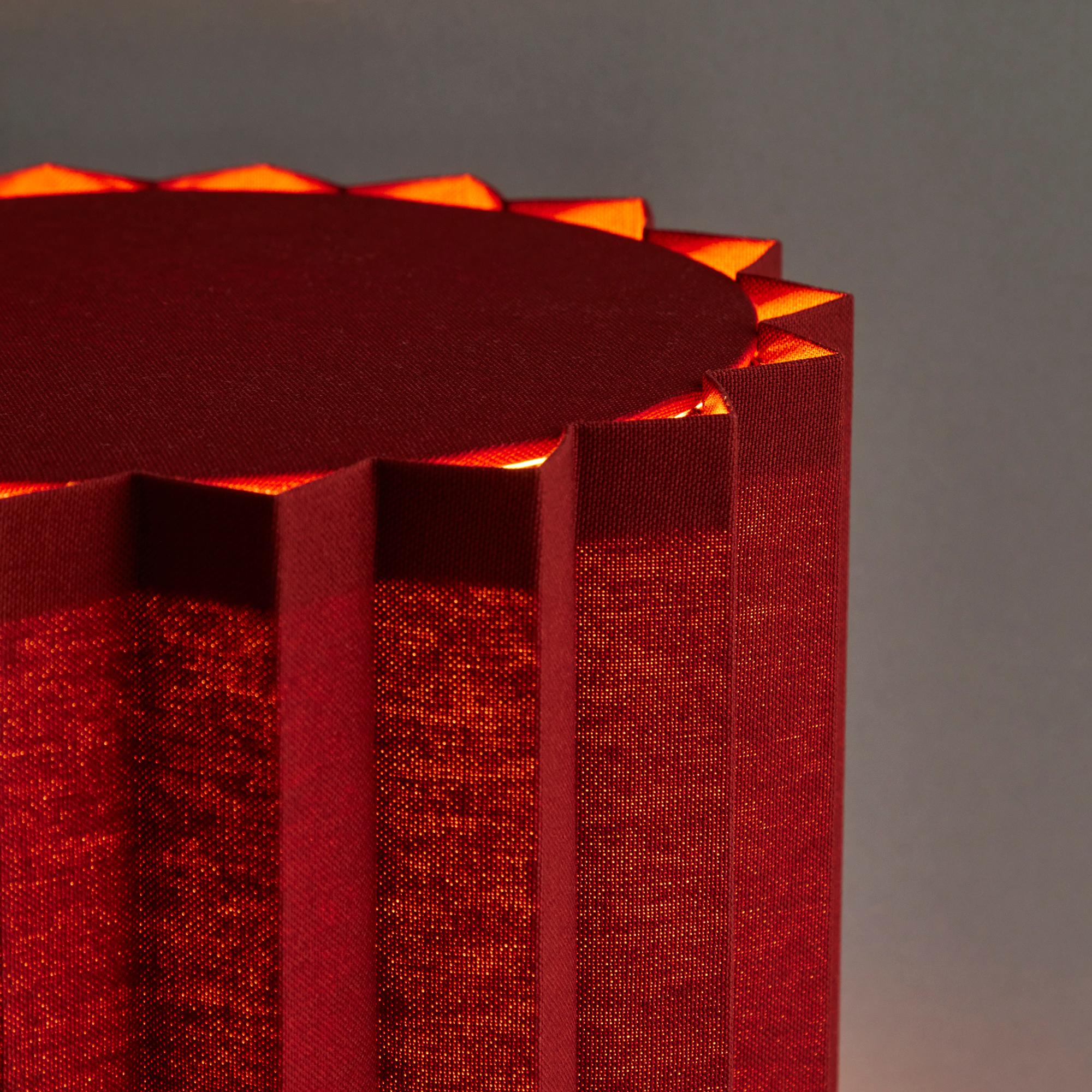 'Plissé Burgundy Edition' Pleated Textile Table Lamp by Folkform for Örsjö In New Condition For Sale In Glendale, CA