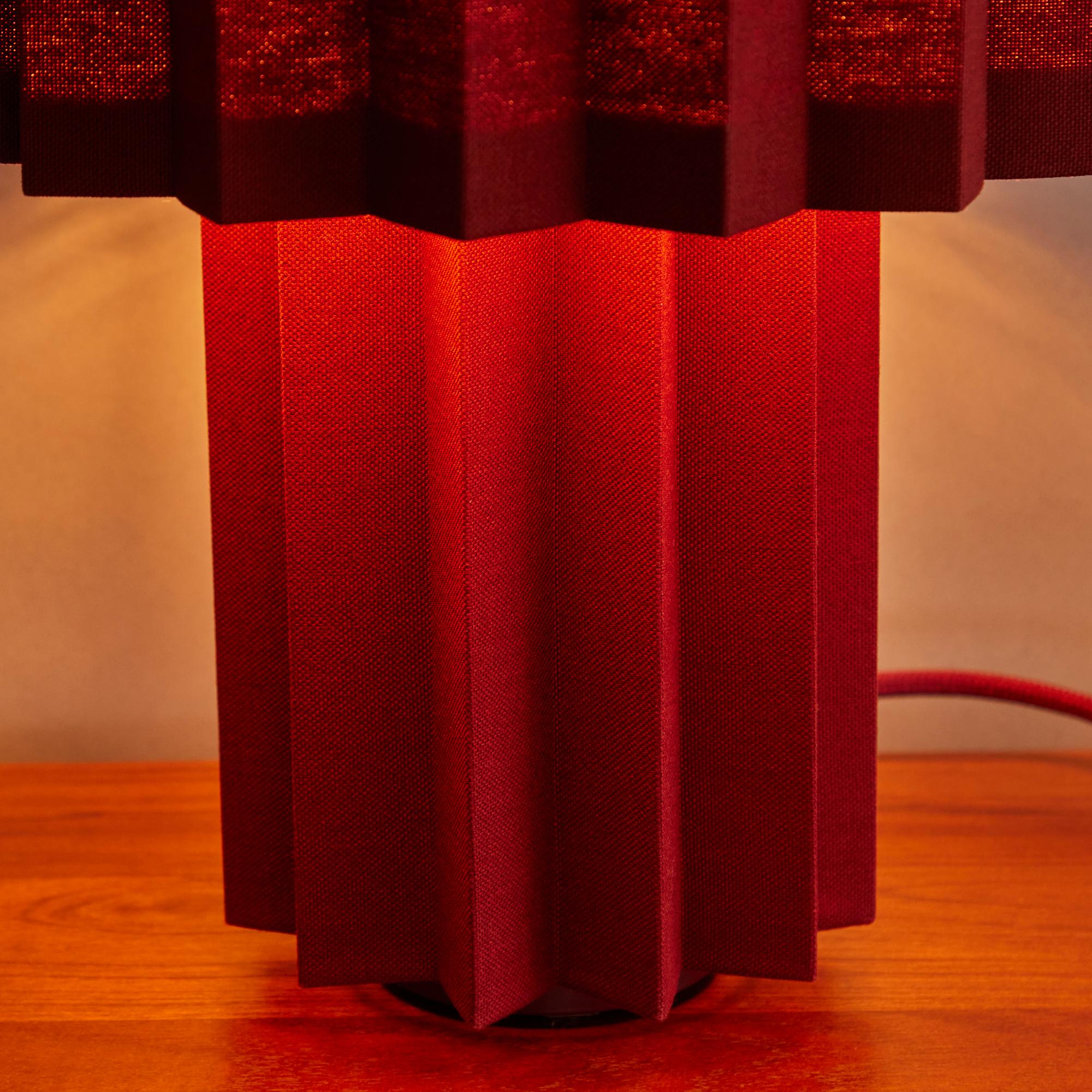 Contemporary 'Plissé Burgundy Edition' Pleated Textile Table Lamp by Folkform for Örsjö For Sale