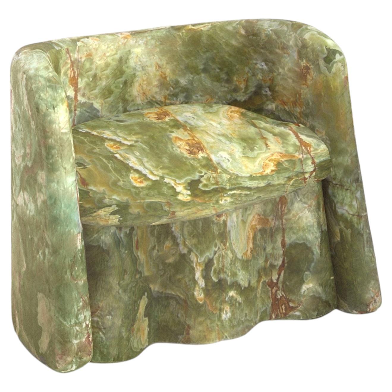 Plisse Marble Accent Chair by Alter Ego Studio, Green Marble, Italy