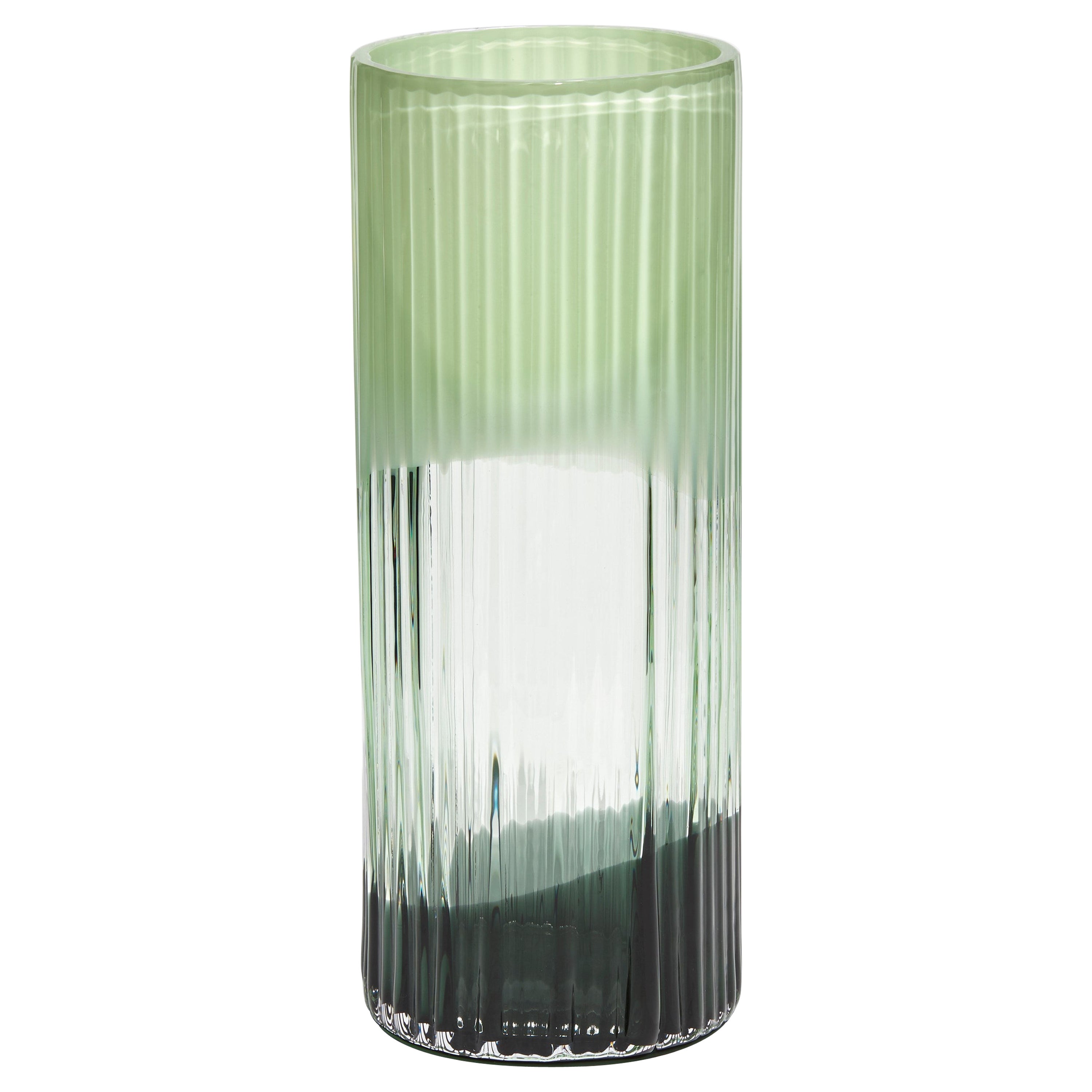 Jarrón Plissé en Celadón y Verde Oscuro, un jarrón de vidrio soplado a mano de Lena Bergström