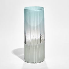 Plissé vase in Turquoise & Celadon, a glass vase by Lena Bergström