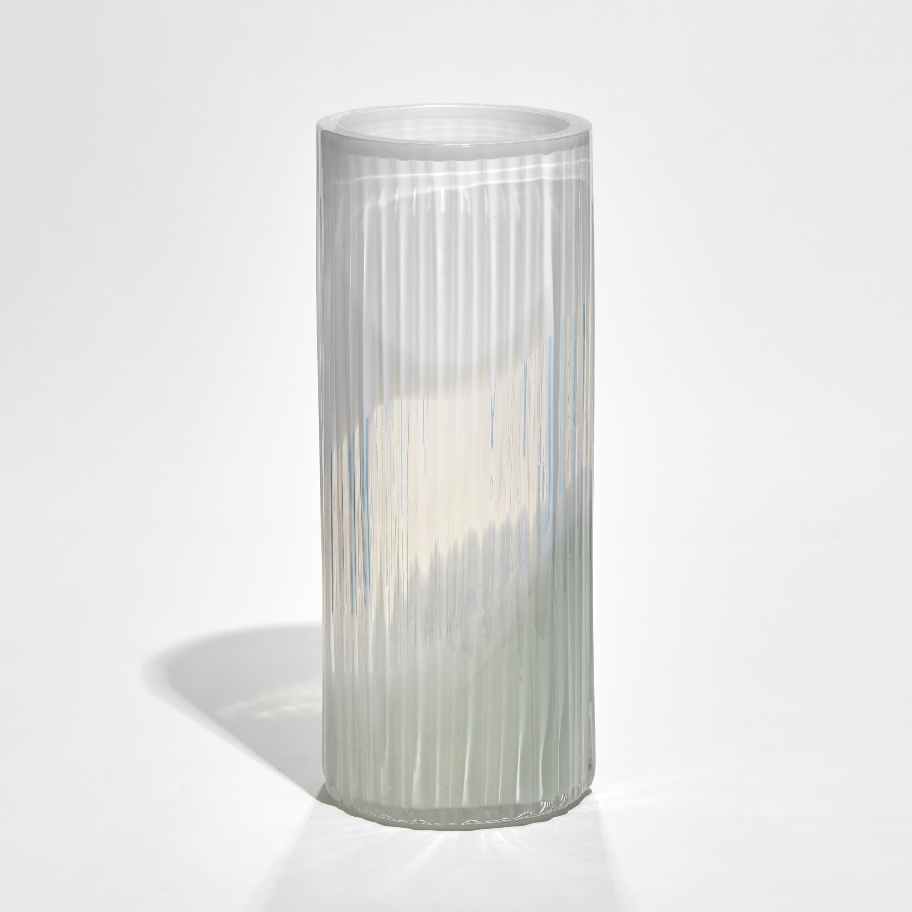 'Plissé vase in White & Celadon' is a limited edition vase by the Swedish artist and designer, Lena Bergström.

Created for 'Lena 25+', Bergström's 2022 solo exhibition celebrating the 25 years and more for which she has been designing glass for