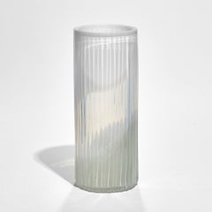 Plissé vase in White & Celadon, a glass vase by Lena Bergström