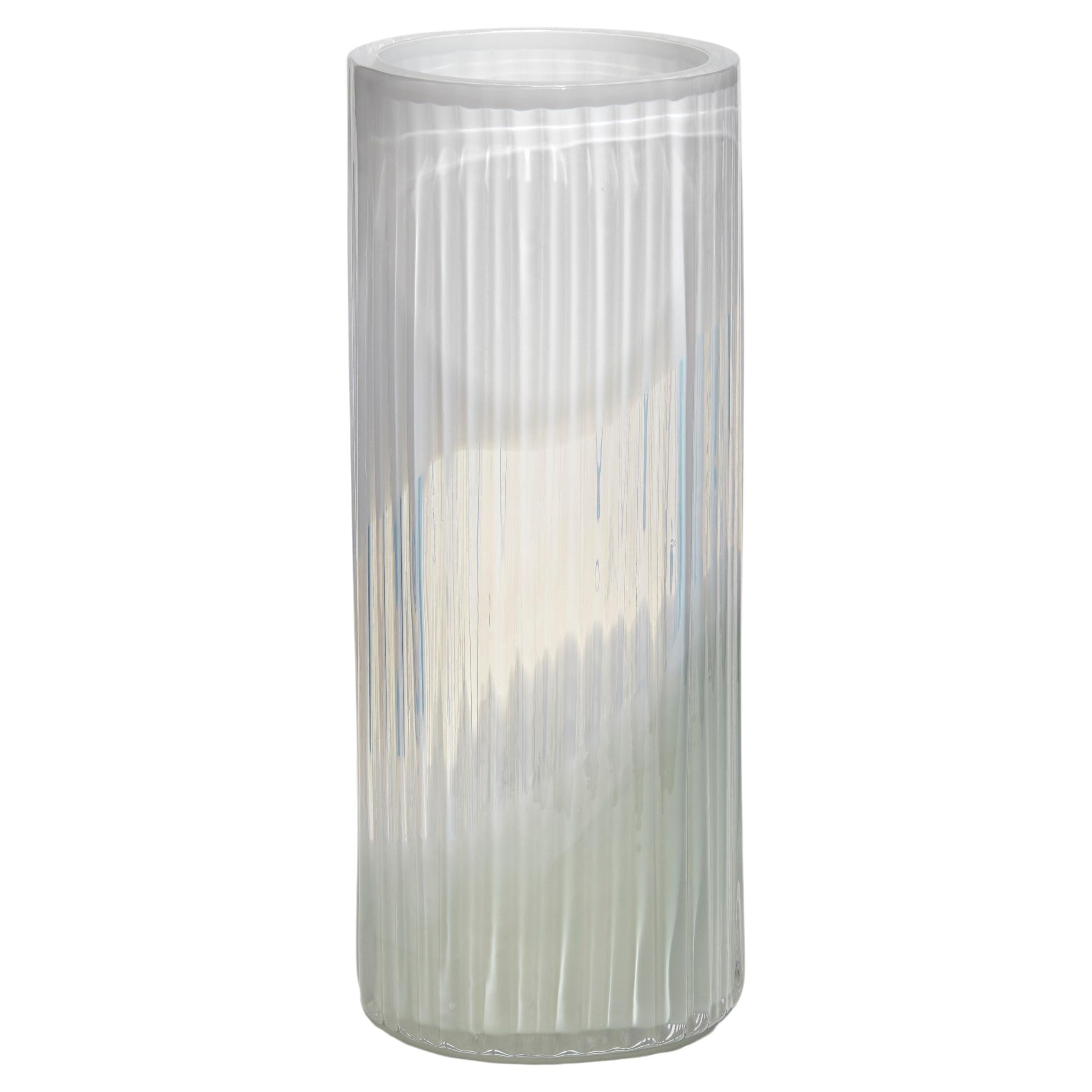 Plissé vase in White & Celadon, a glass vase by Lena Bergström For Sale