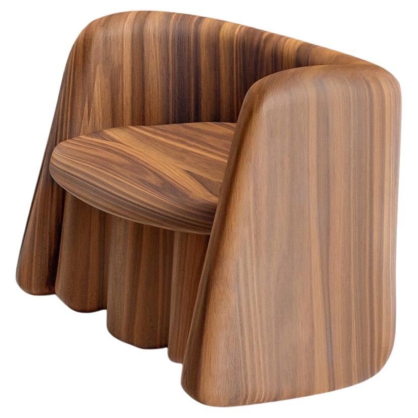 Plisse Walnut Accent Chair by Alter Ego Studio For Sale