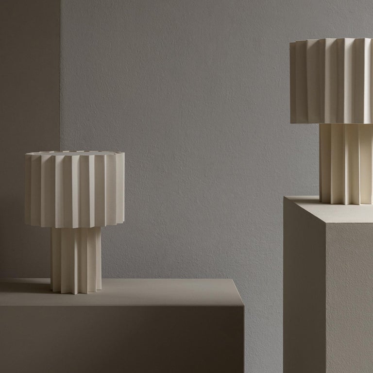 Swedish 'Plissé White Edition' Pleated Textile Table Lamp by Folkform for Örsjö For Sale