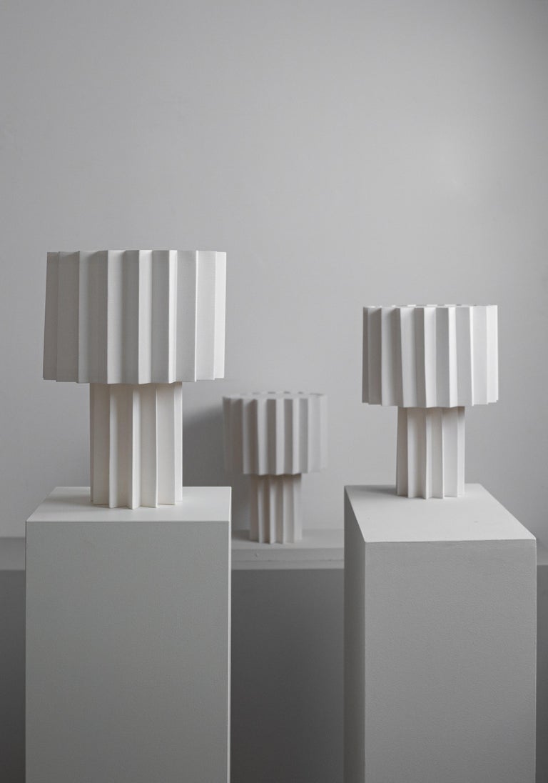 'Plissé White Edition' Pleated Textile Table Lamp by Folkform for Örsjö In New Condition For Sale In Glendale, CA