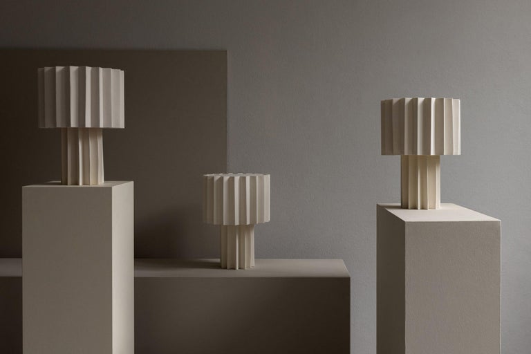 Contemporary 'Plissé White Edition' Pleated Textile Table Lamp by Folkform for Örsjö For Sale