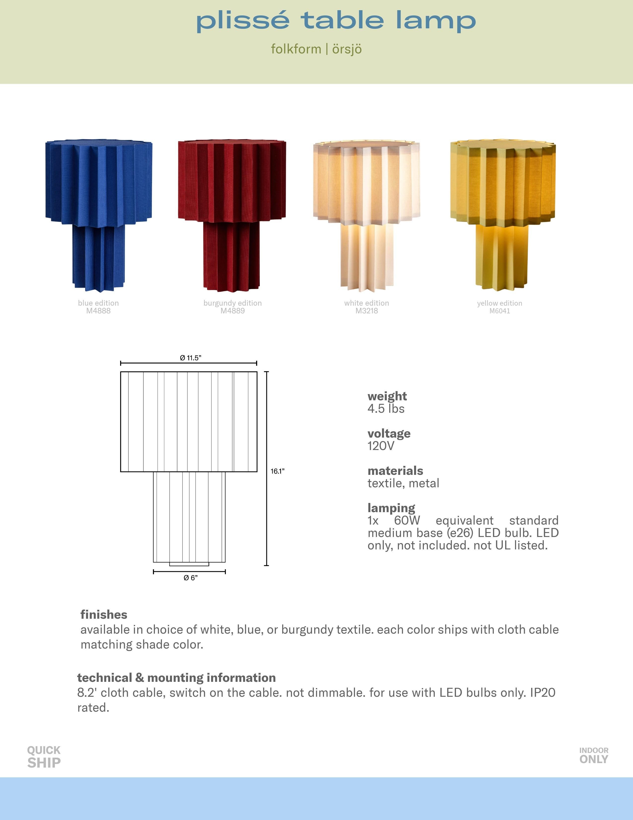 Lampe de table en textile plissé 'Plissé Yellow Edition' par Folkform pour Örsjö en vente 13