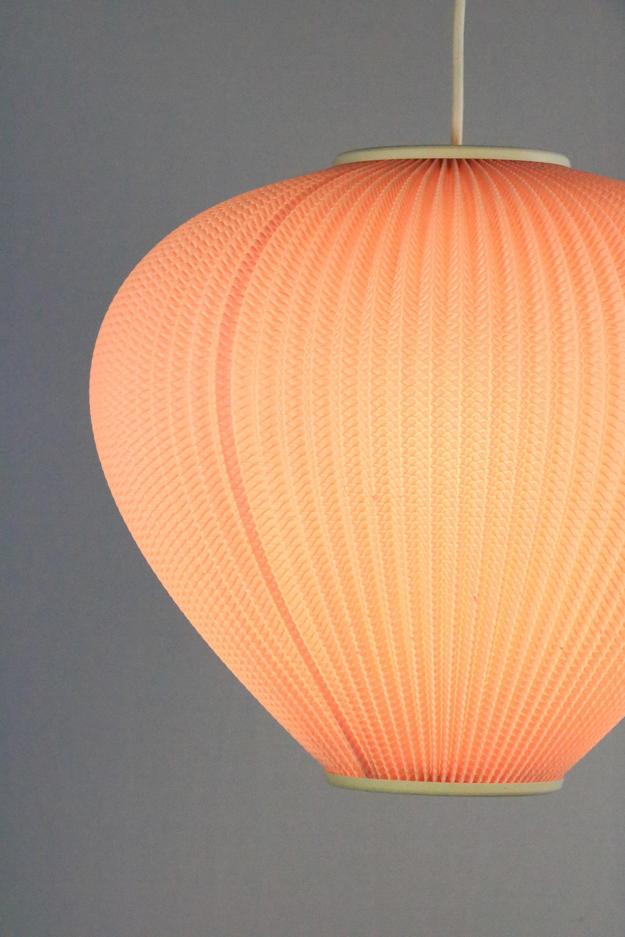Plissee Pink Pendant Lamp, 1950s, 1960s 5