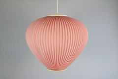 Plissee Rosa Pendelleuchte, 1950er, 1960er Jahre