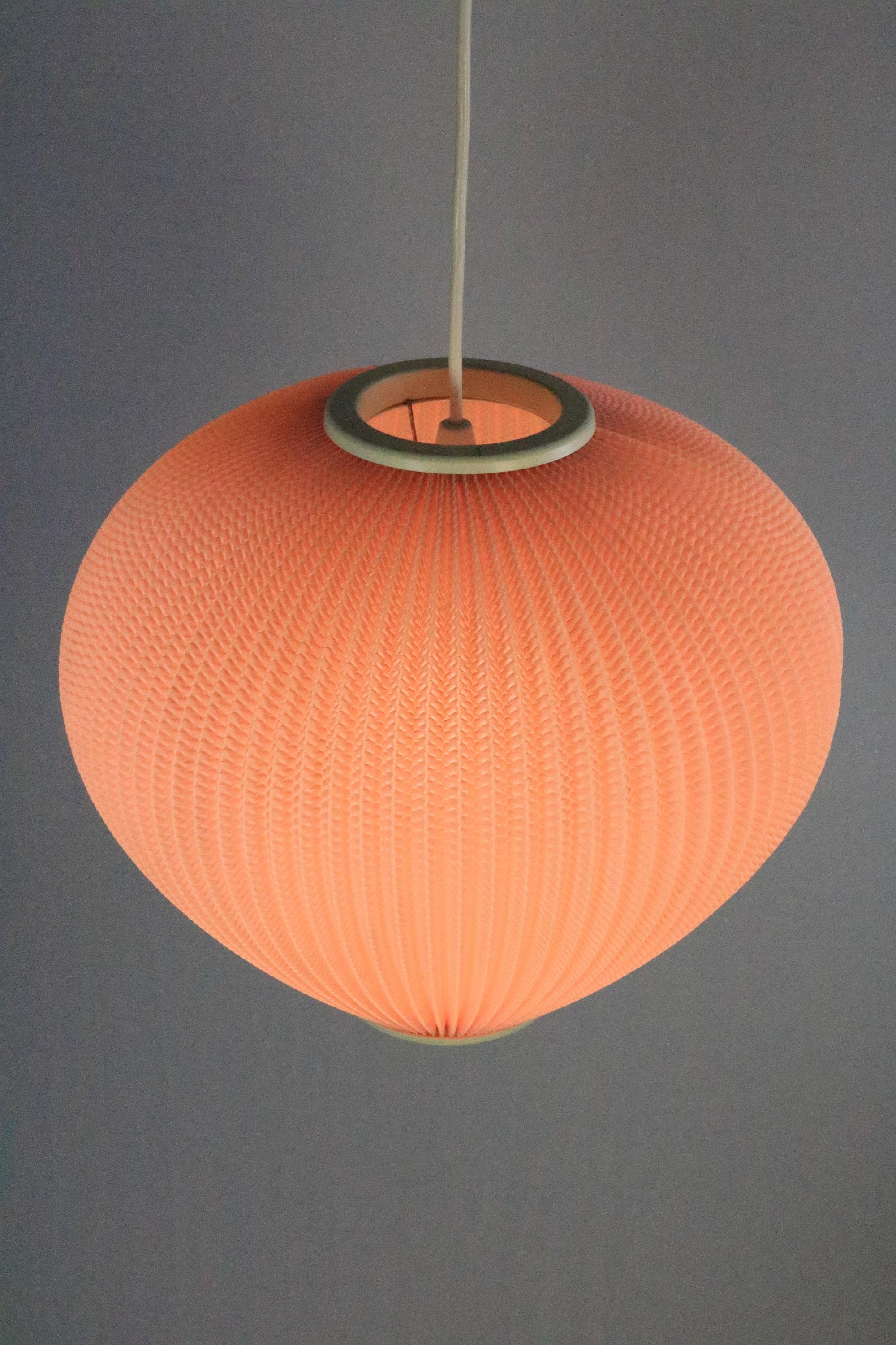 Plissee Pink Pendant Lamp, 1950s, 1960s 3