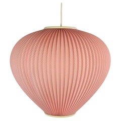 Plissee Rosa Pendelleuchte, 1950er, 1960er Jahre