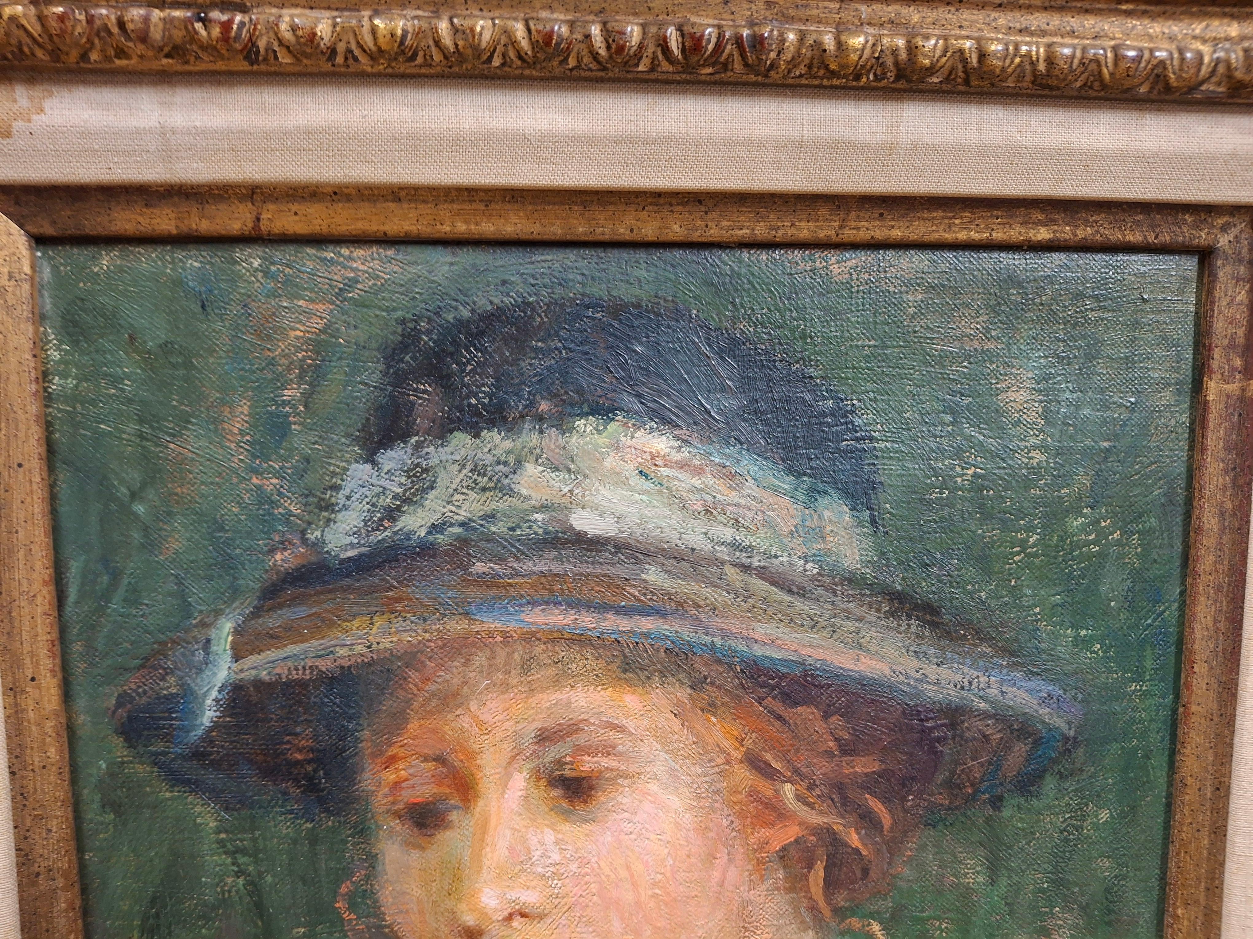Lady in Blue, Original-Porträtgemälde von Henri Plisson im Angebot 4