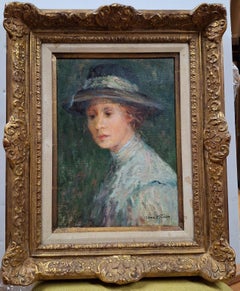 Signora in blu, ritratto originale di Henri Plisson