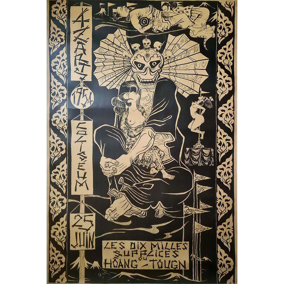 1954 original poster for "Les Dix Mille Supplices du Hoang-Tougn" - 4'Z'Arts - Print by Plisson