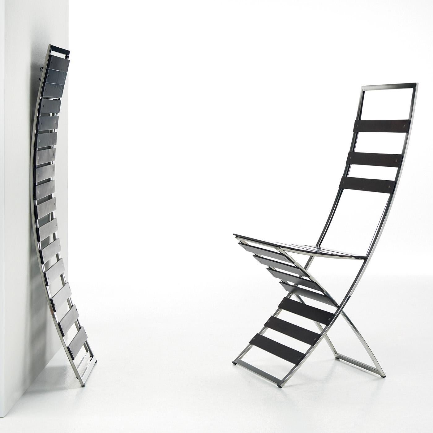 Contemporary Plixy Chromed Folding Chair by Franco Poli For Sale