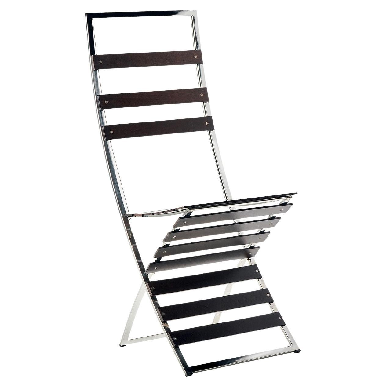 Plixy Chromed Folding Chair by Franco Poli For Sale