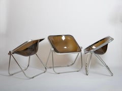 Plona chairs by Giancarlo Piretti for Anonima Castelli, brown acyrlic