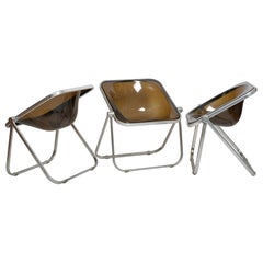Plona chairs by Giancarlo Piretti for Anonima Castelli, brown acyrlic