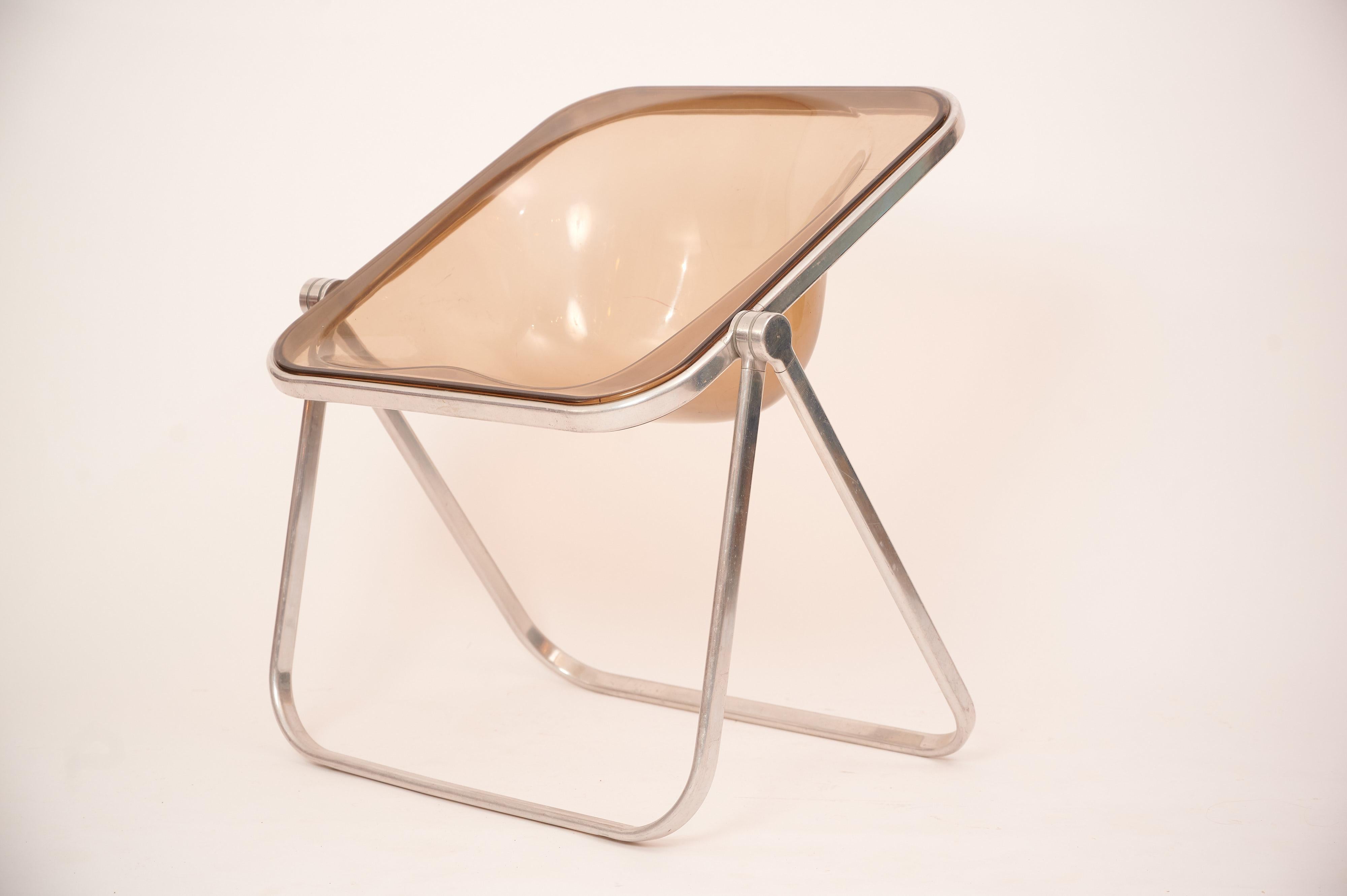 Mid-20th Century Plona Chairs in Beige Smoked Lucite