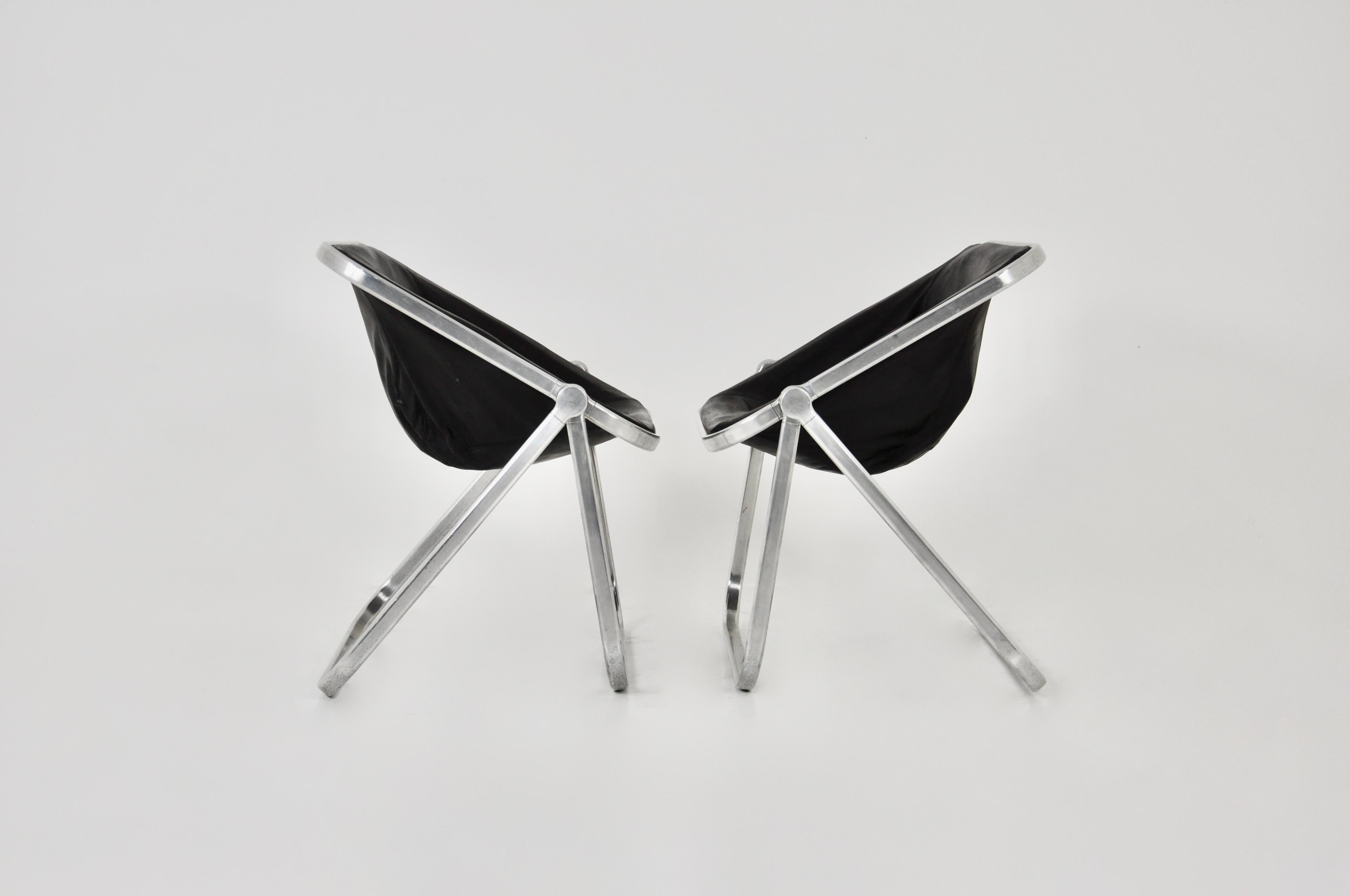 Metal Plona Desk Chair by Giancarlo Piretti for Anonima Castelli 1970s, set of 2 For Sale