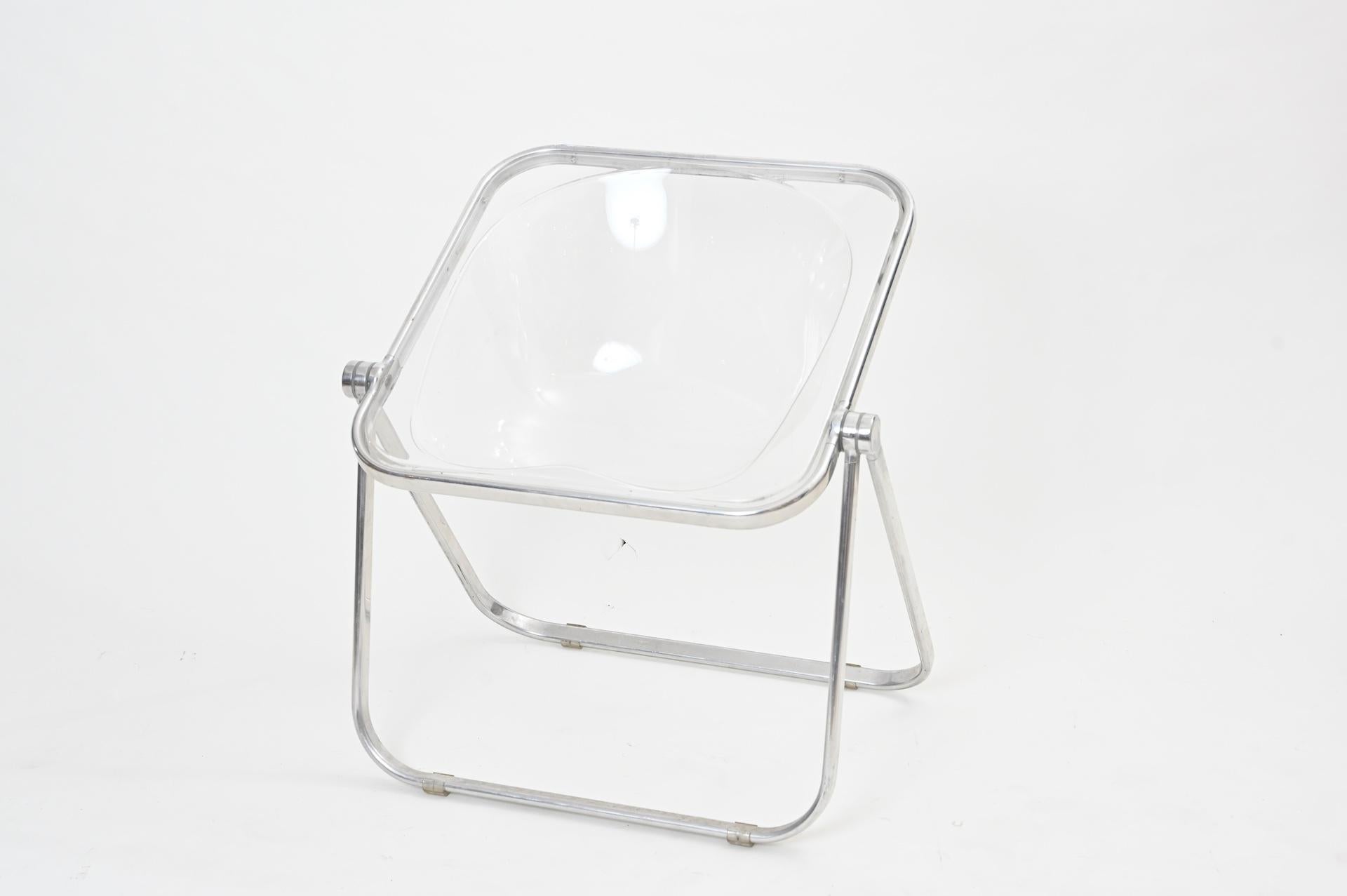 Italian Plona Folding Chairs in Clear Lucite by Castelli, circa 1970