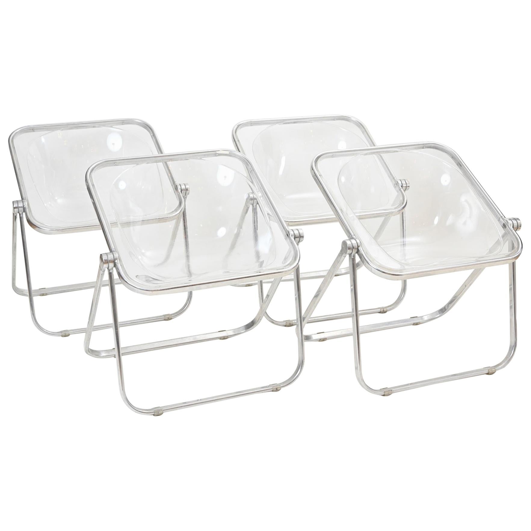 Plona Folding Chairs in Clear Lucite by Castelli, circa 1970