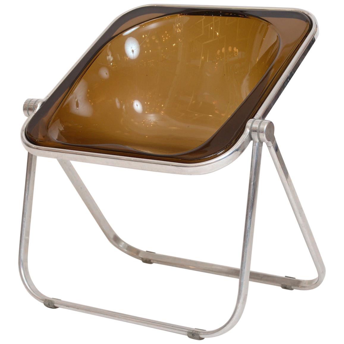 Plona Folding Lucite and Chrome Chair for Castelli, circa 1969