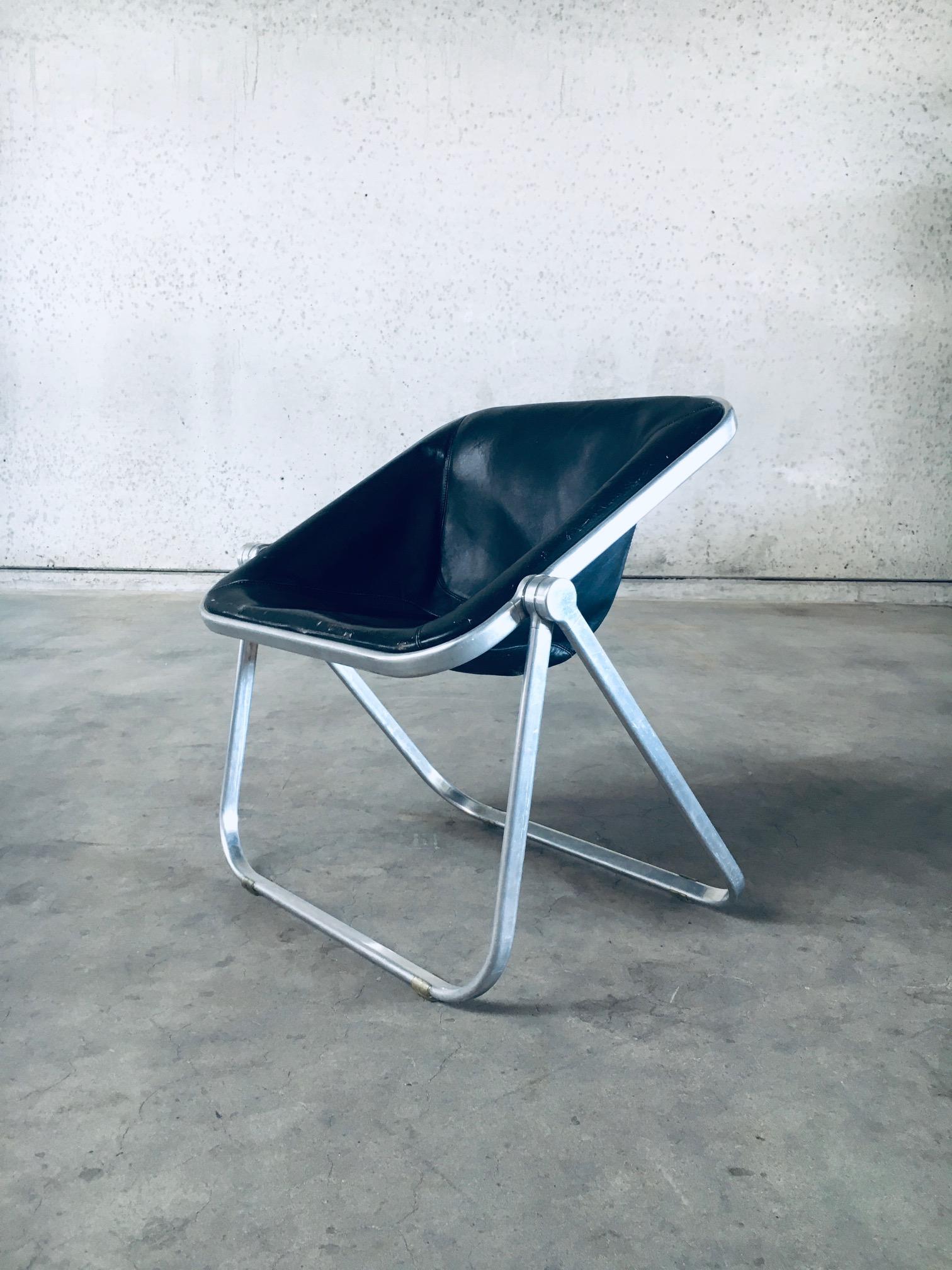 Mid-Century Modern PLONA Leather Side Chair by Giancarlo Piretti for Castelli, 1970's Italy For Sale